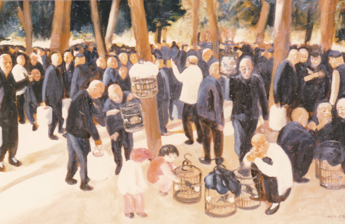 ( A Bird Market) Oil on Canvas 30x38.5 inches