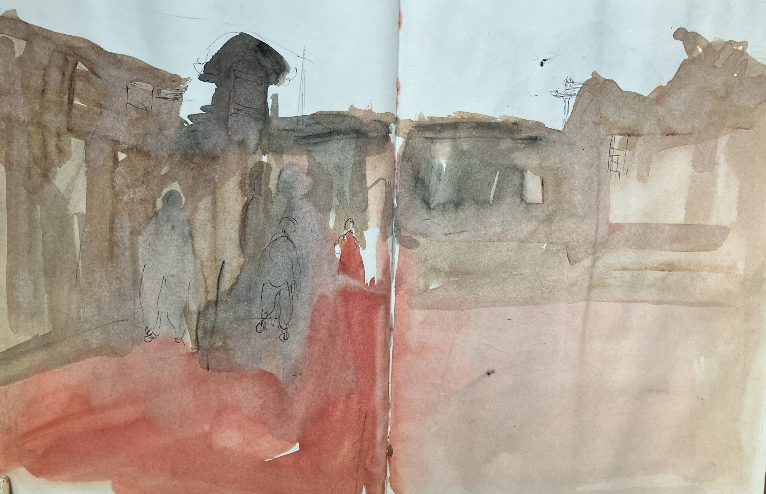 (Beiing Hutong) Water color & ink 19x9.5inches
