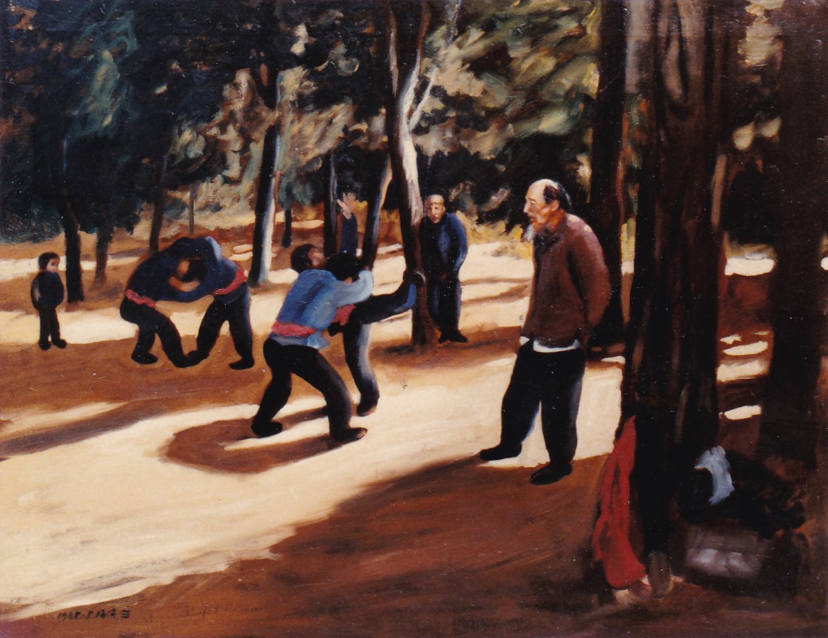 (Chinese Kung Fu ) Oil on Canvas 27x34.5 inches