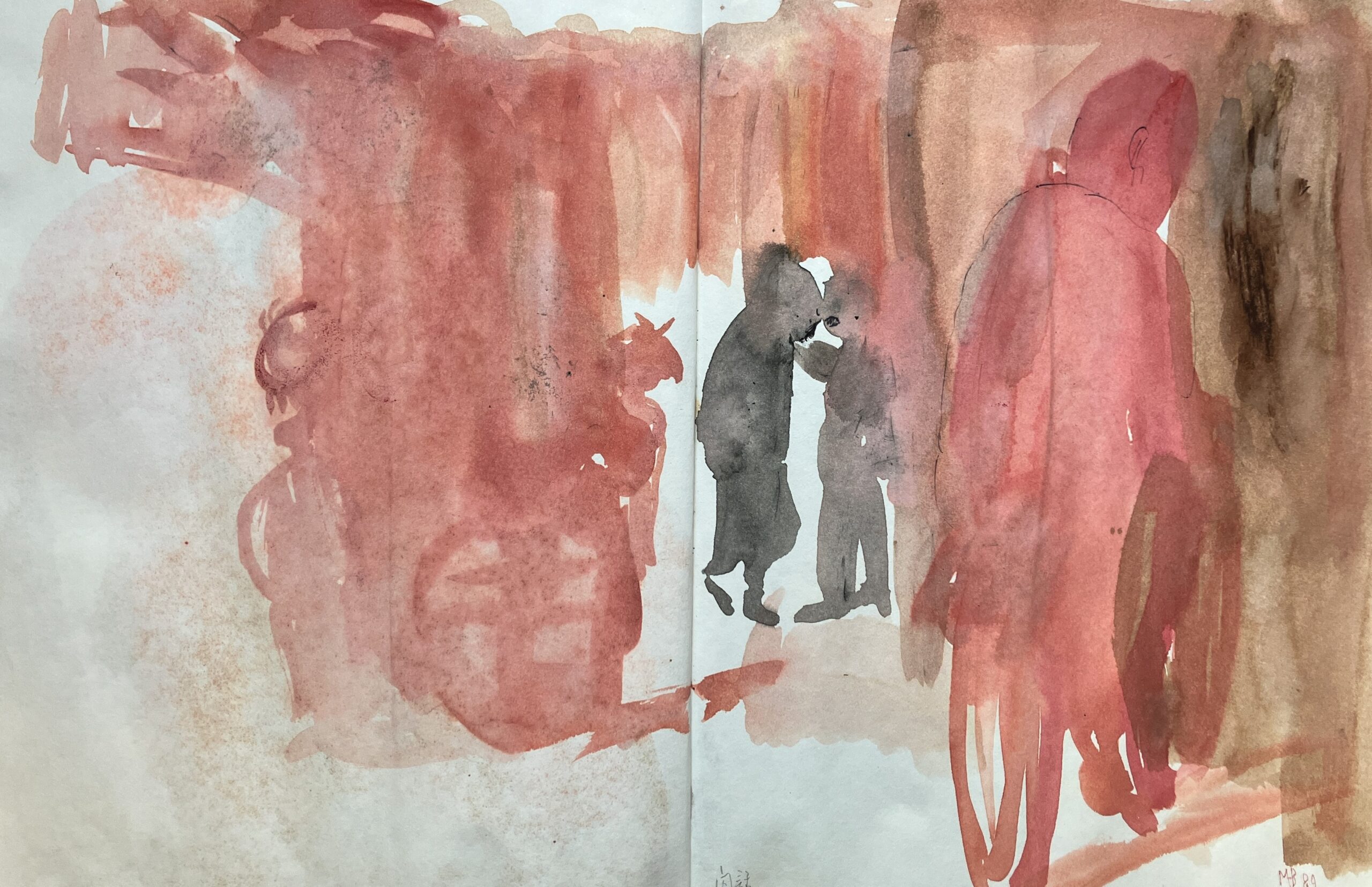(Gossip) Water color & Ink 19x9.5inches