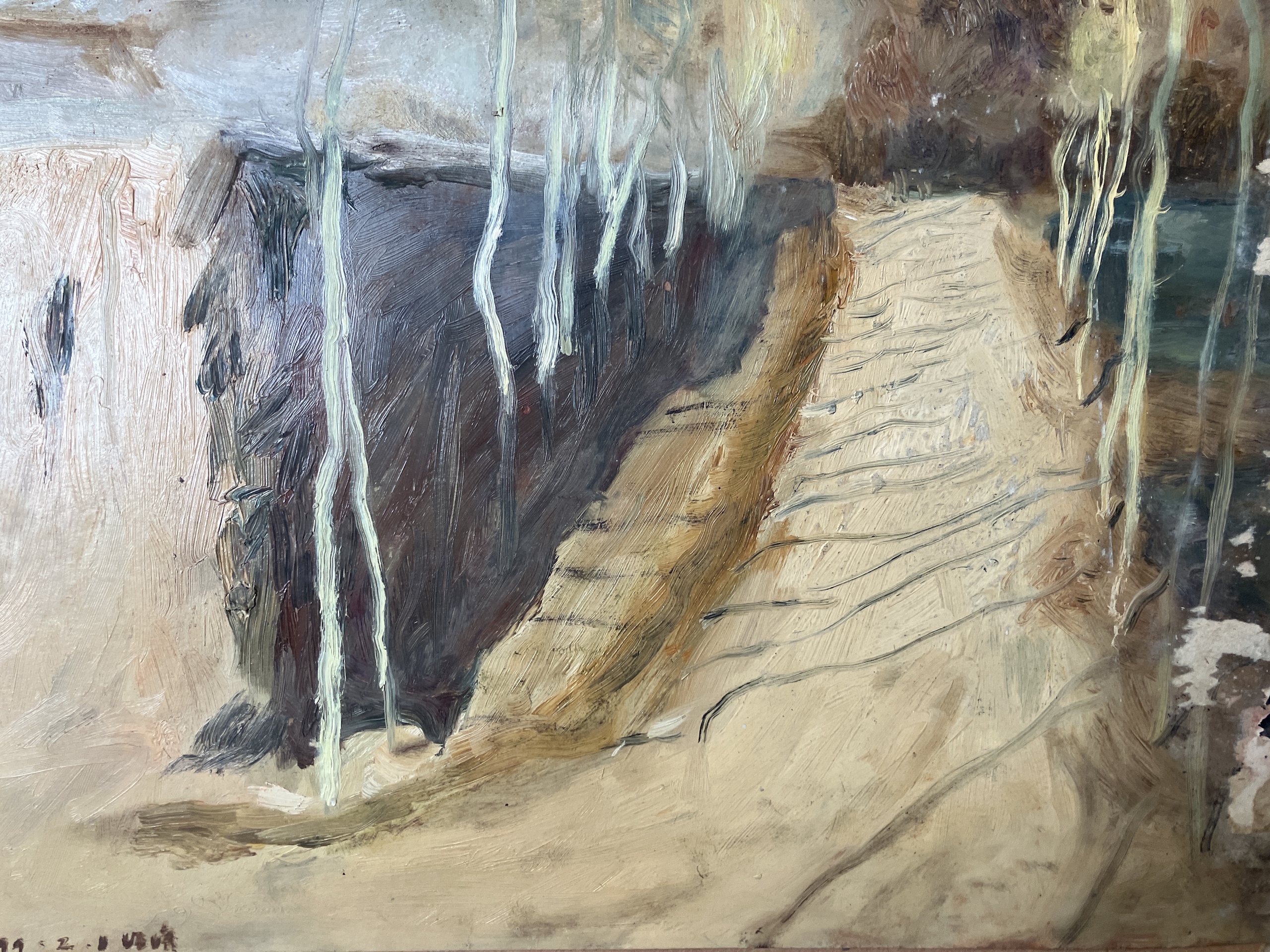 Landscape Oil on cardboard