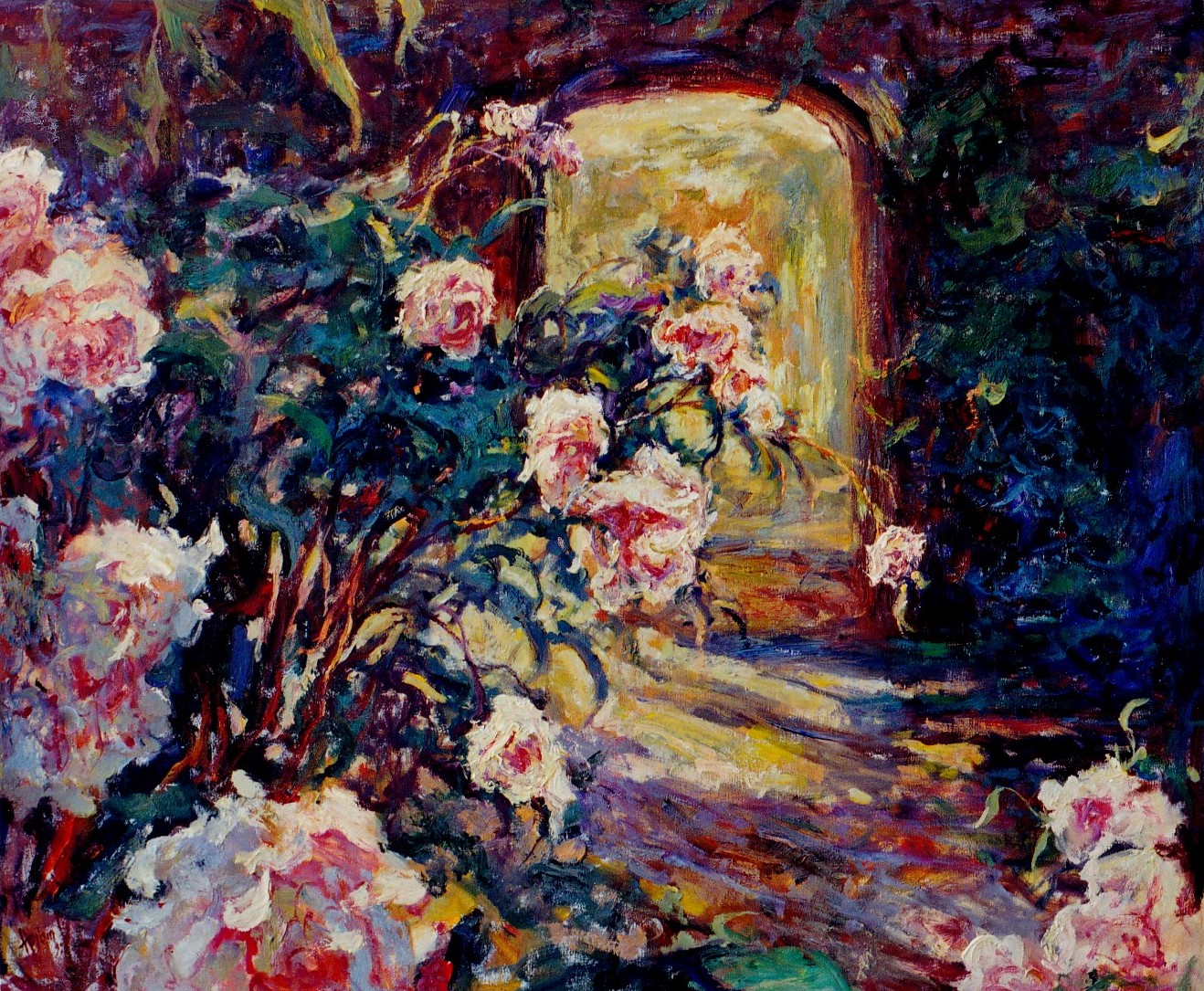(Morning in the Rose Garden) Oil on canvas 30x40inches 2000-2010 Landscape Paintings