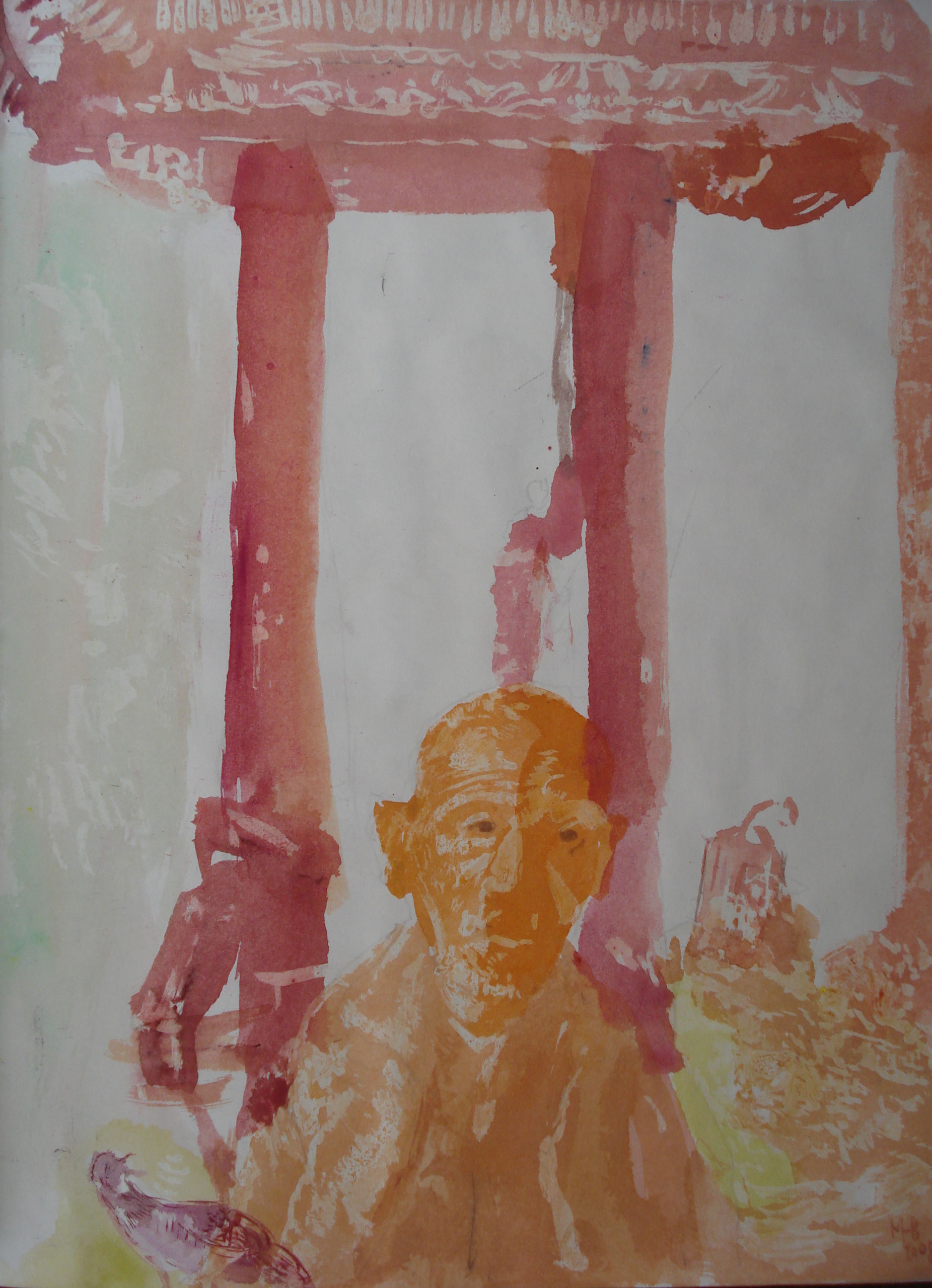 (Red Pillars) Mixed-media 12.5x9.5inches